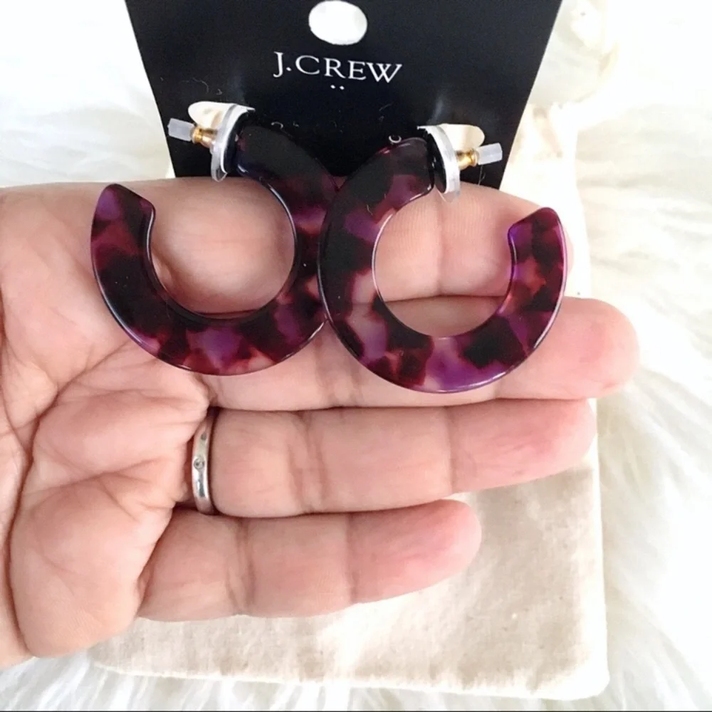 J. Crew Thick Flat Tortoise Hoop Earring